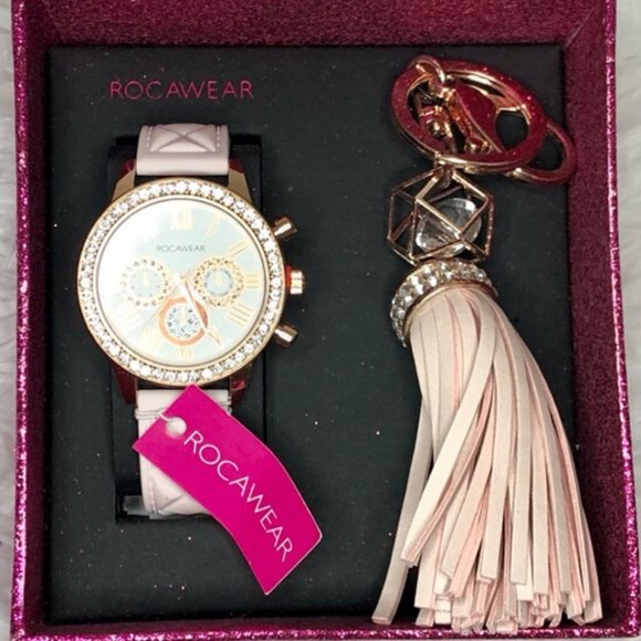 ROCAWEAR Rose Gold and Pink Watch & Keychain Set - Picture 1 of 9